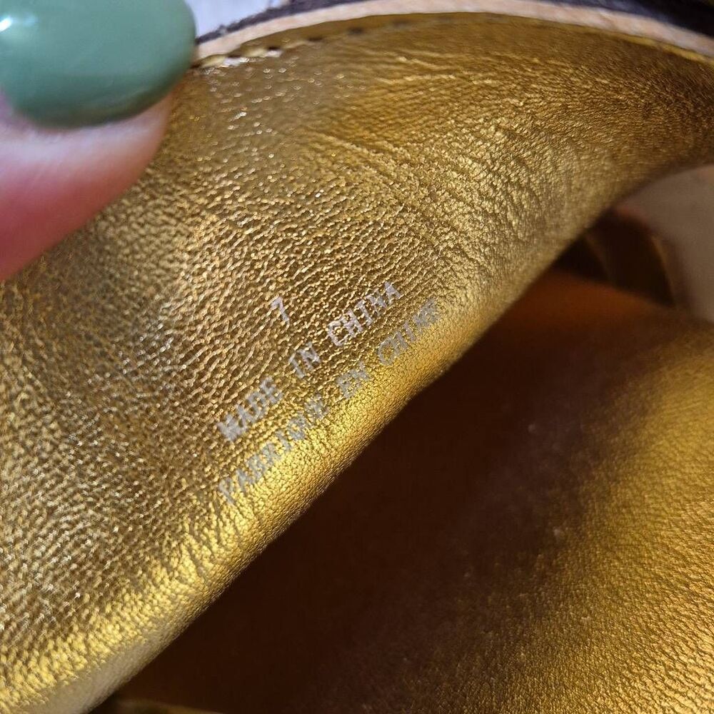 Anthropologie Jeffrey Campbell Track Star Sneakers Size 7 Brown Gold - Picture 8 of 9